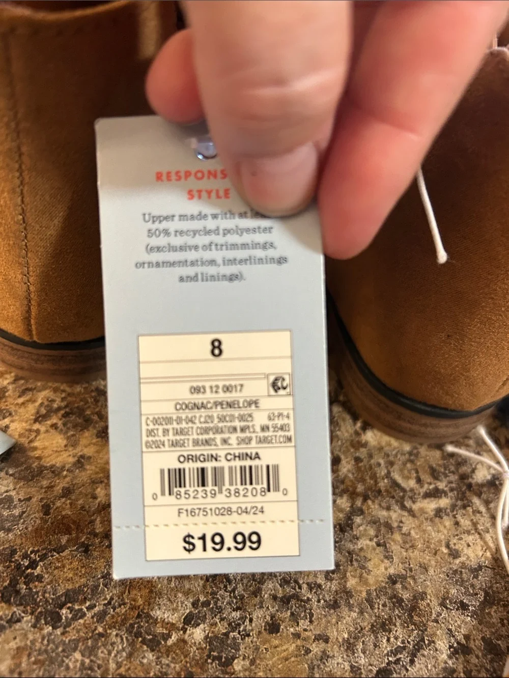 Cat & Jack Toddler Penelope Zipper Boots Cognac brown Size 8T  new